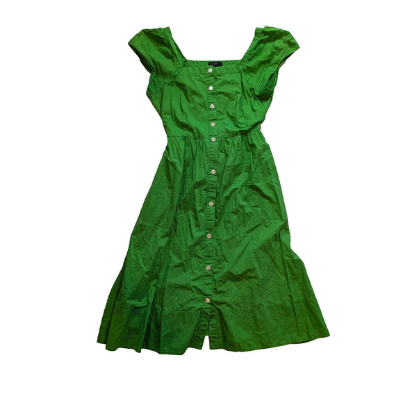 J. Crew lime green milkmaid dress button down size 6 100% cotton - Picture 1 of 5